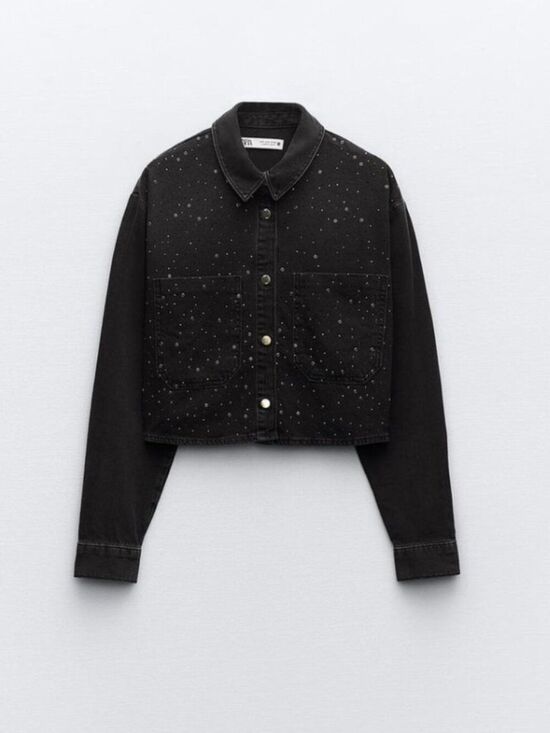 Zara Tops - CLOSET CLEANOUT! Zara beaded cropped denim shirt